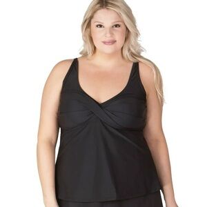 EUC Topanga Twist Swim Tankini Plus Size 18W Black